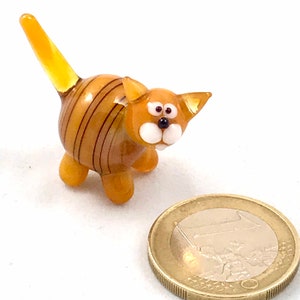 Cat Mini Orange Glass Figure - Cat made of glass - Glass figurines - Cat miniature made of glass - Cat glass animal - Cat Glass Animal