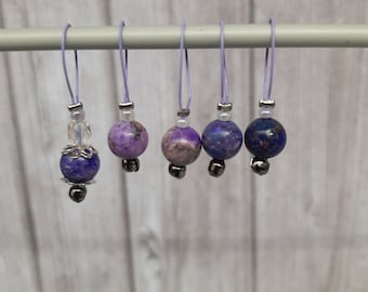 Lepidolite Mica knitting markers set