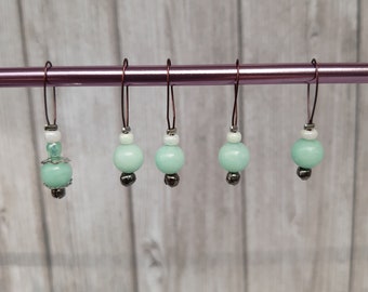 Water green Amazonite knitting markers set