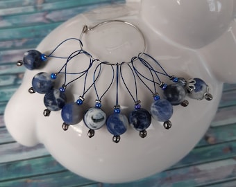 Set of blue sodalite knitting markers