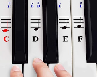 Piano Stickers for 49 / 61/ 76 / 88 Key Keyboards – Transparent and Removable
