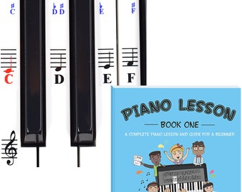 Piano and Keyboard Stickers and Complete Piano Music Lesson and Guide Book; Designed and Printed in USA