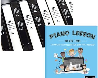 Piano and Keyboard Stickers and Complete Piano Music Lesson and Guide Book for Kids and Beginners; Designed and Printed in USA