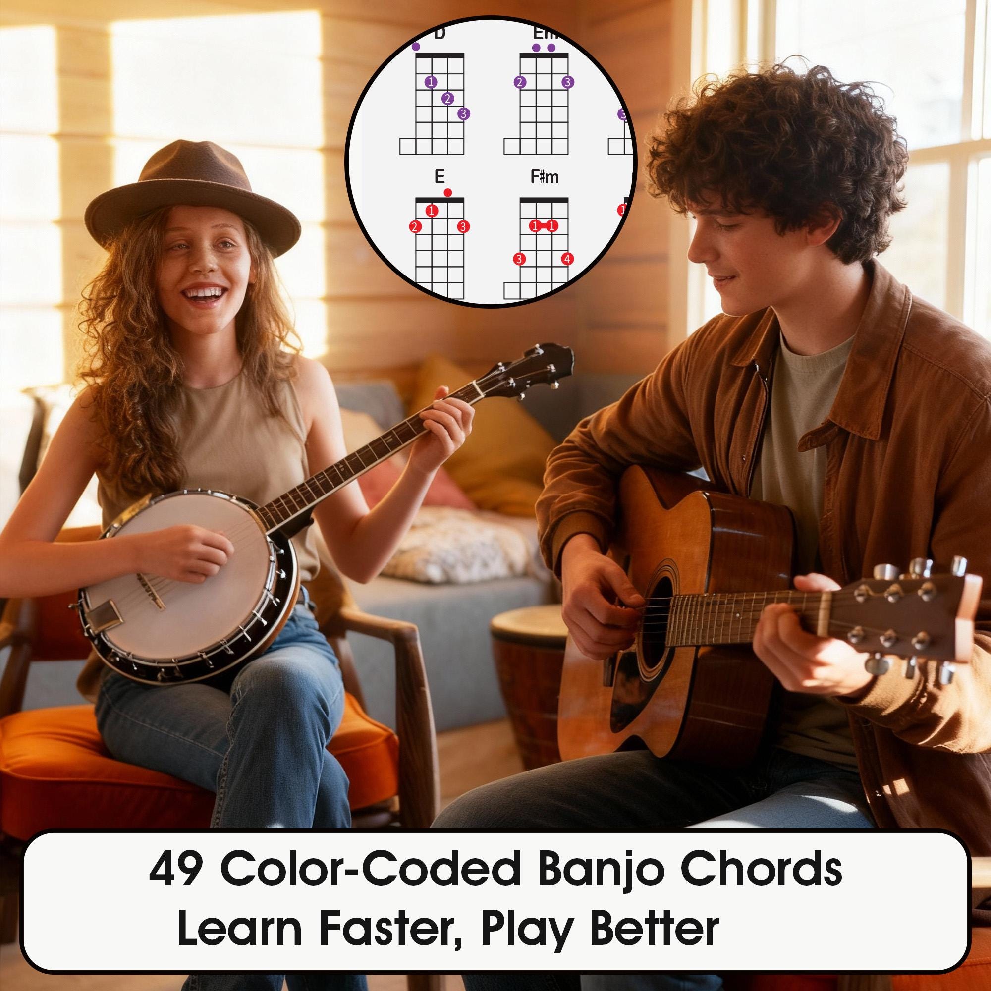 QMG Banjo Chord Families Poster (11"x17") – Laminated Chart With 49 ...
