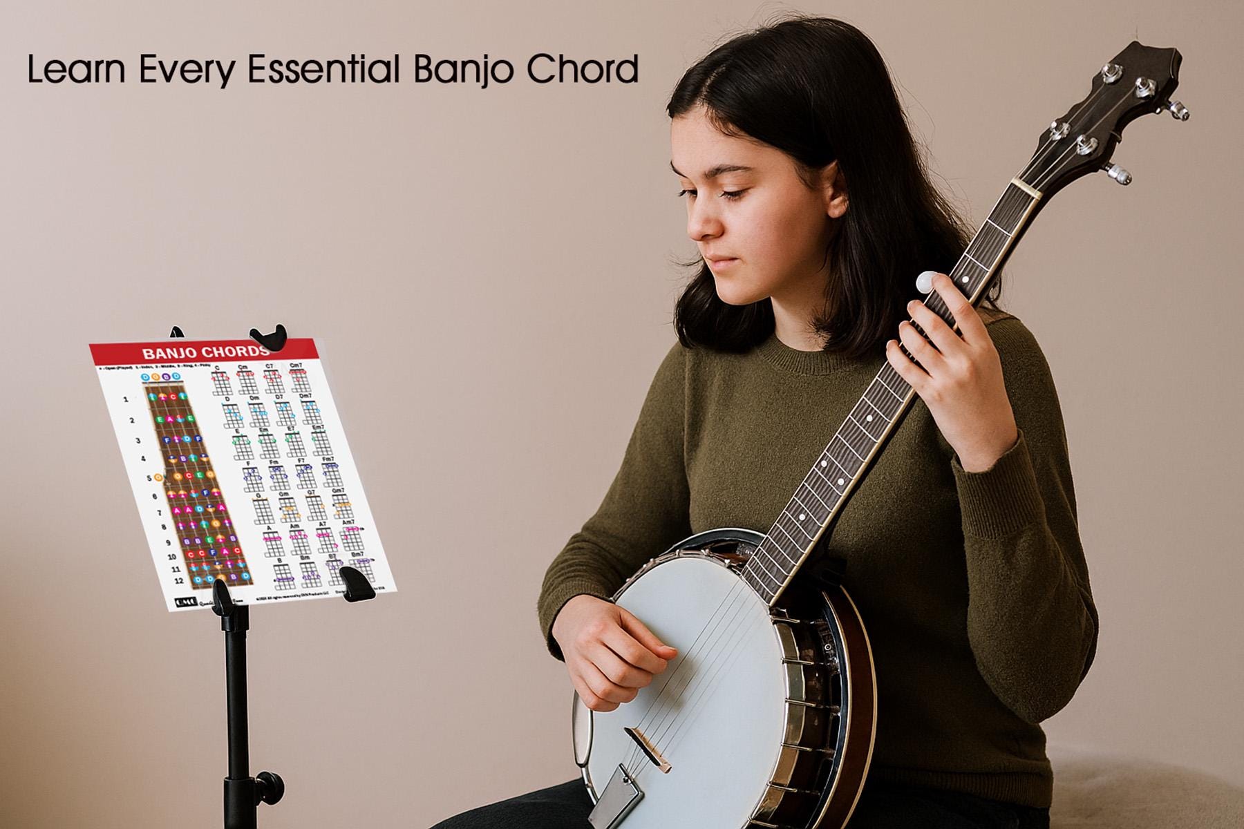 QMG Banjo Poster – Laminated A4 Music Theory Chart (8.5