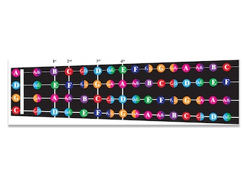 Color Coded Cello/Viola Fretboard Note Chart, Learn to Play Cello/Viola and Music Theory, Suitable for all Levels, Made in USA