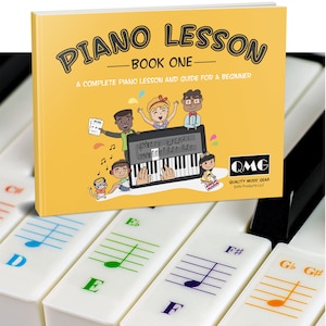 Color Piano and Keyboard Stickers and Complete Color Note Piano Music Lesson and Guide Book; Designed and Printed in USA