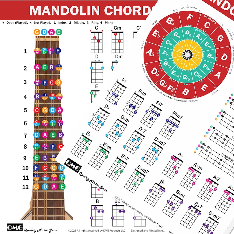 QMG Mandolin Chord and Scale Chart Major, Minor, 7th & Minor 7th Chords ...