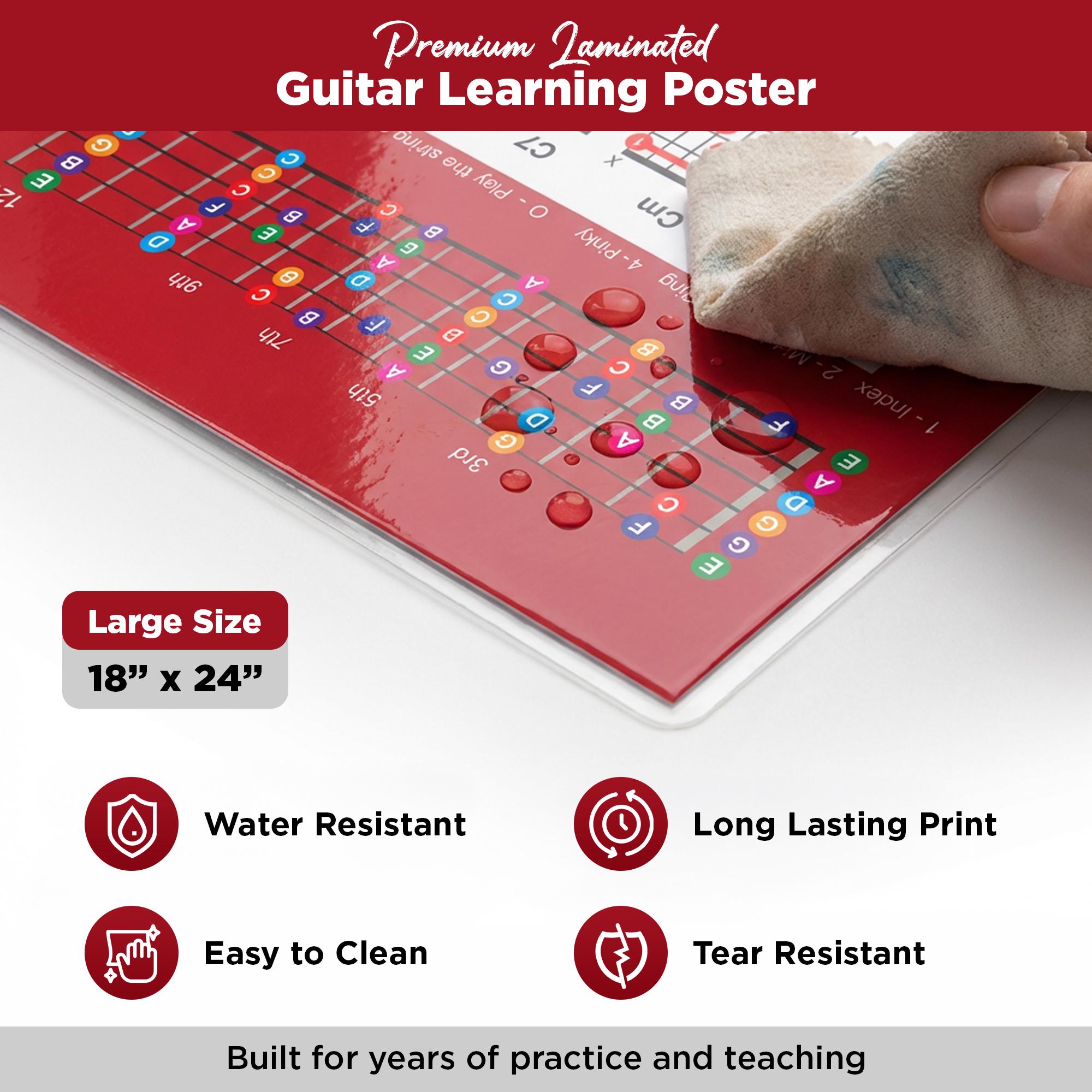 QMG Guitar Chord Poster (18"x24") – 56 Color Coded Guitar Chords Chart ...