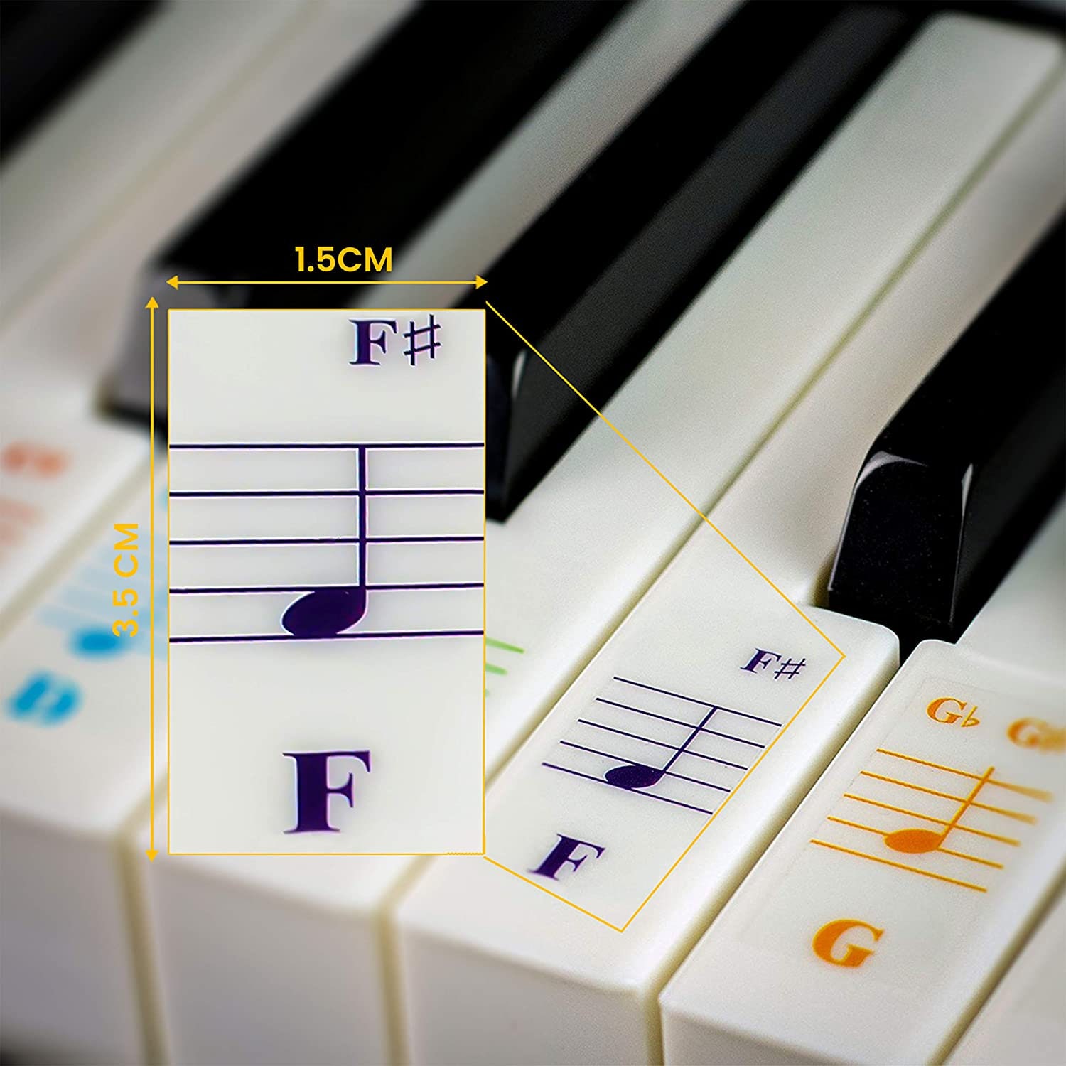 Autocollants pour clavier de piano 61 touches, étiquette à bande de notes,  pour piano grand/droit/