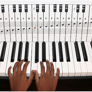 Notentabel voor piano en toetsenbord voor 88 toetsen, gebruik achter de toetsen, ideaal visueel hulpmiddel voor beginners die piano of toetsenbord leren, eenvoudig in te stellen