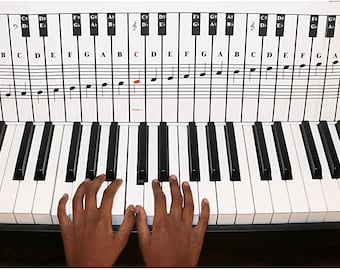 Notentabel voor piano en toetsenbord voor 88 toetsen, gebruik achter de toetsen, ideaal visueel hulpmiddel voor beginners die piano of toetsenbord leren, eenvoudig in te stellen