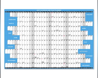 2027 Wall Calendar Large, 12 Month Annual Yearly Monthly Wall Planner, Size 24" x 36" (Blue)