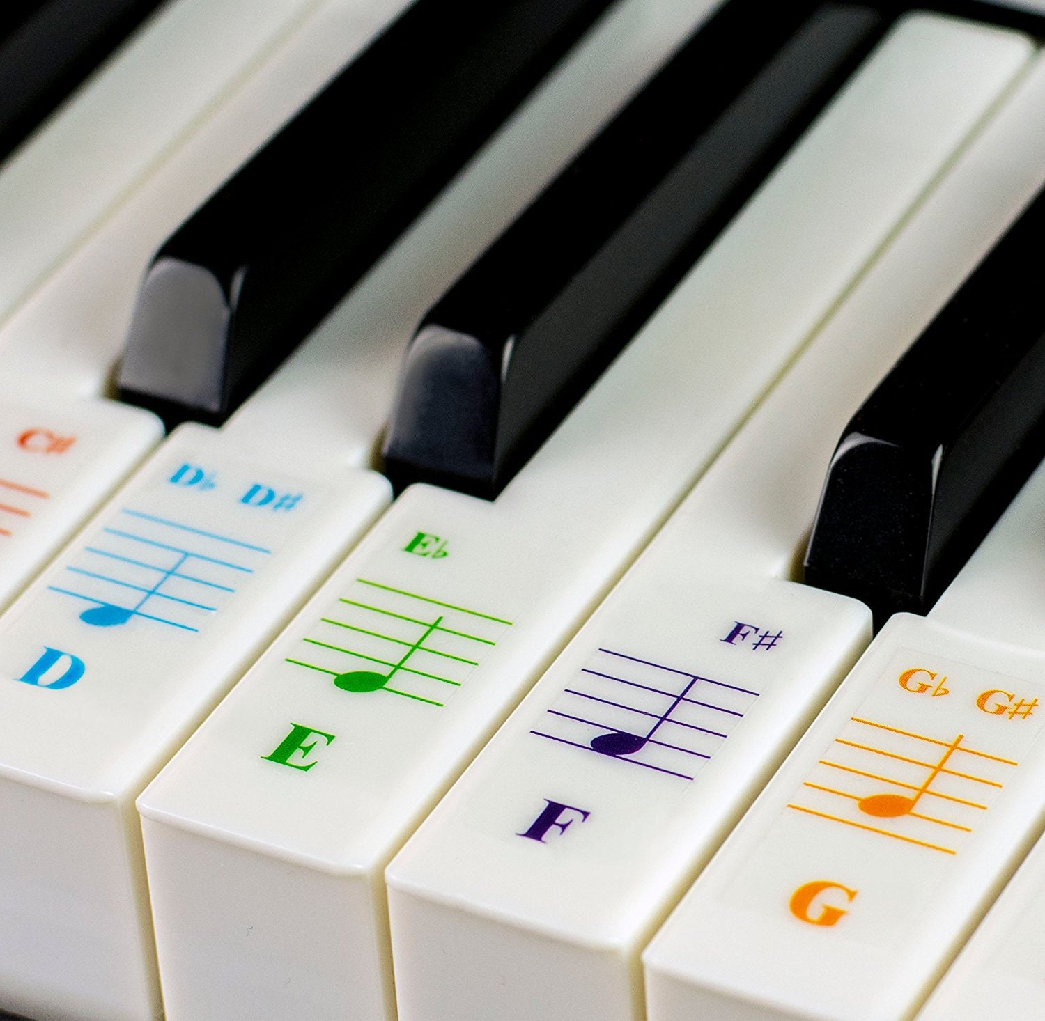 Autocollants de piano couleur pour claviers 49/61/76/88 touches  Transparents et amovibles : fabriqués aux États-Unis. -  France