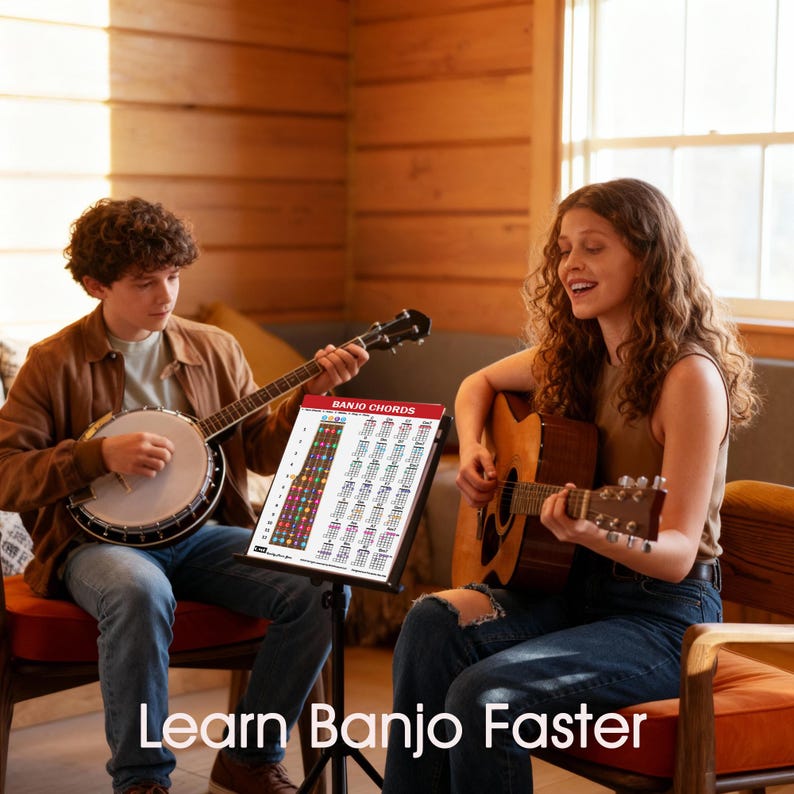 QMG Banjo Poster – Laminated A4 Music Theory Chart (8.5"x11") With ...
