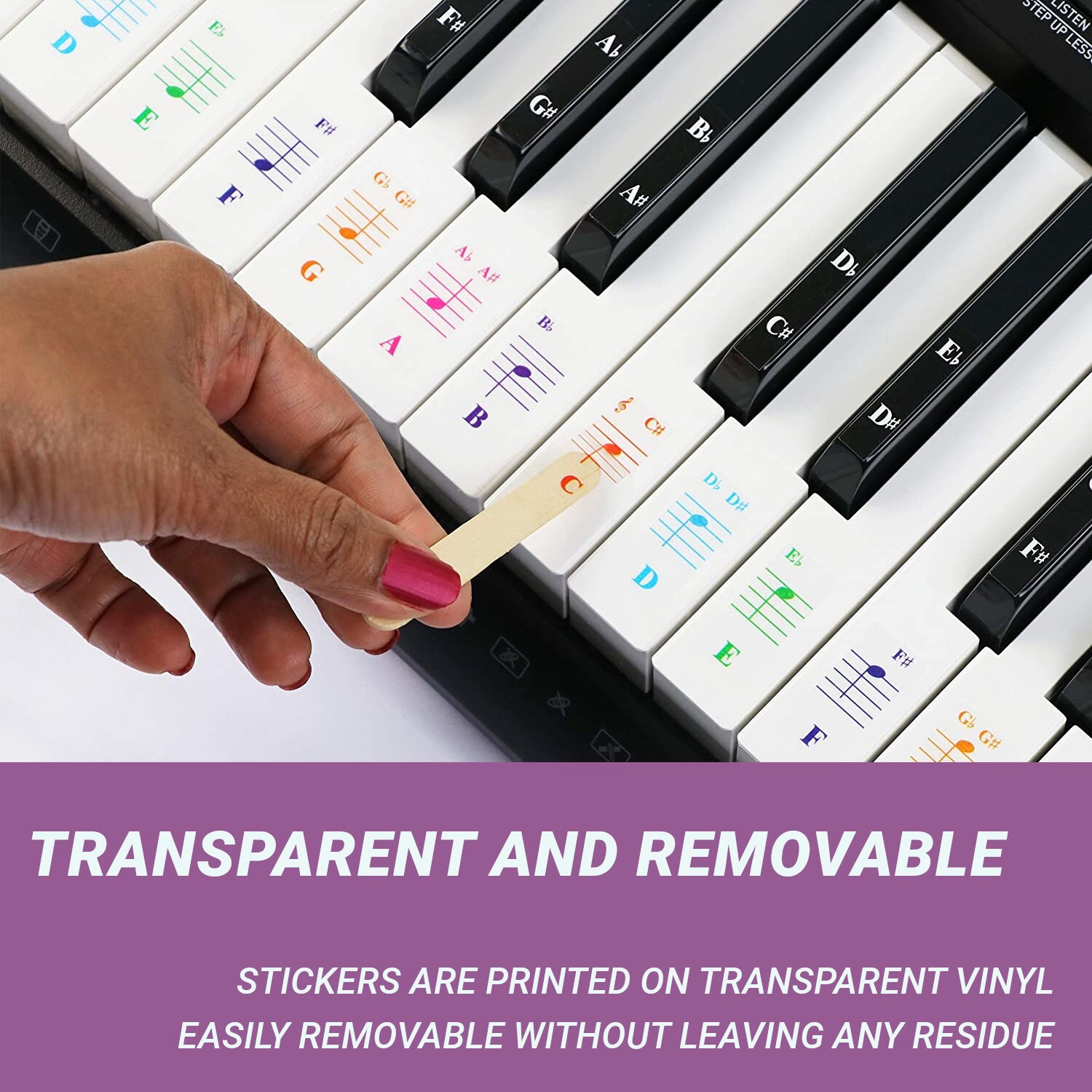 Key Sticker For Instrument QMG Piano Stickers for Keys, Colorful Piano Keyboard Stickers for 49/61 ...