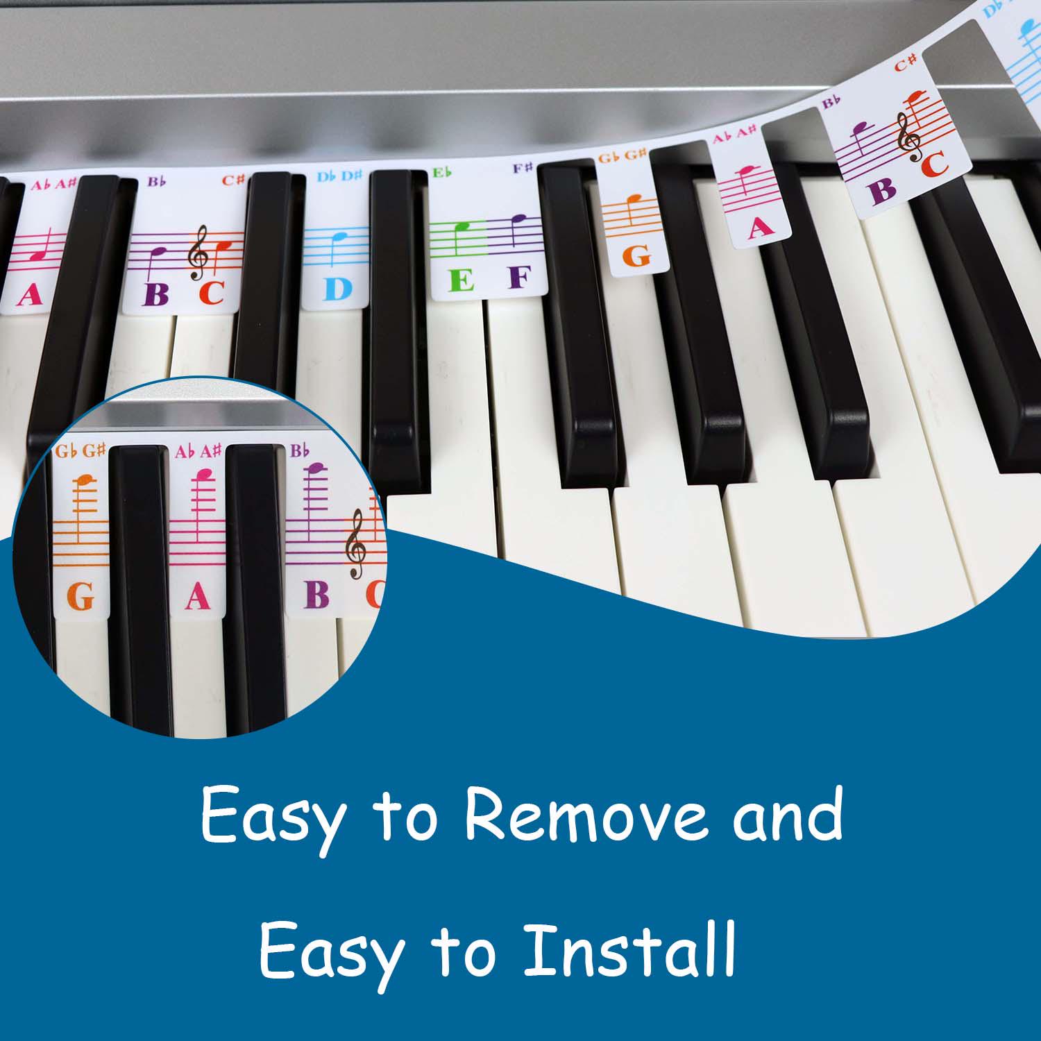 QMG Colorful Piano Keyboard Notes for Beginner, Removable Note Labels ...
