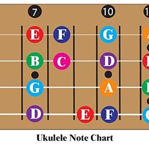 Color Coded Ukulele Guitar Fretboard Note Chart Learn to Play Guitar and Music Theory, Suitable for all Levels, Made in USA