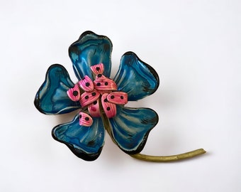 Flower Brooch Pin Colorful Metal