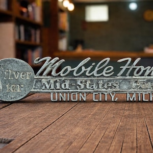 1960s Silver Star Mobile Home Emblem Cast Trailer Badge - Rusty Crusty Sign