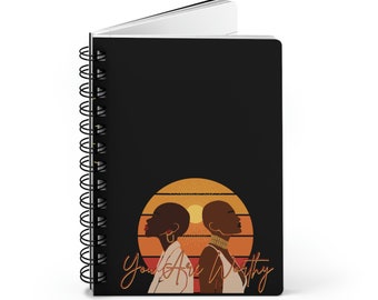 I Am Worthy Spiral Bound Journal Black