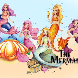 Aquarel Zeemeermin Clipart Afbeeldingen 300dpi