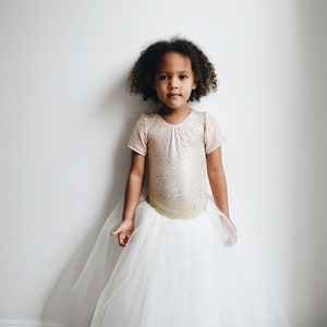 Handmade Long tulle sparkly tutu flower girl ballet skirt. image 1