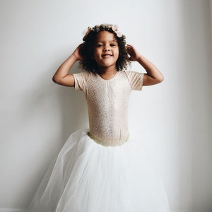 Handmade Long tulle sparkly tutu flower girl ballet skirt. image 5