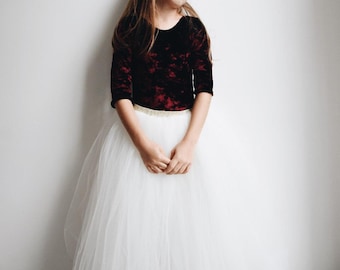 Handmade Long tulle tutu flower girl ballet skirt.