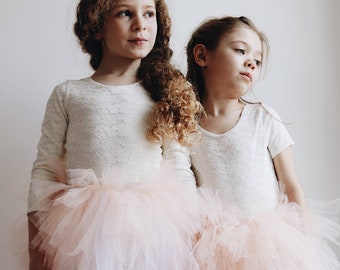 Handmade lace and cotton leotard flower girl