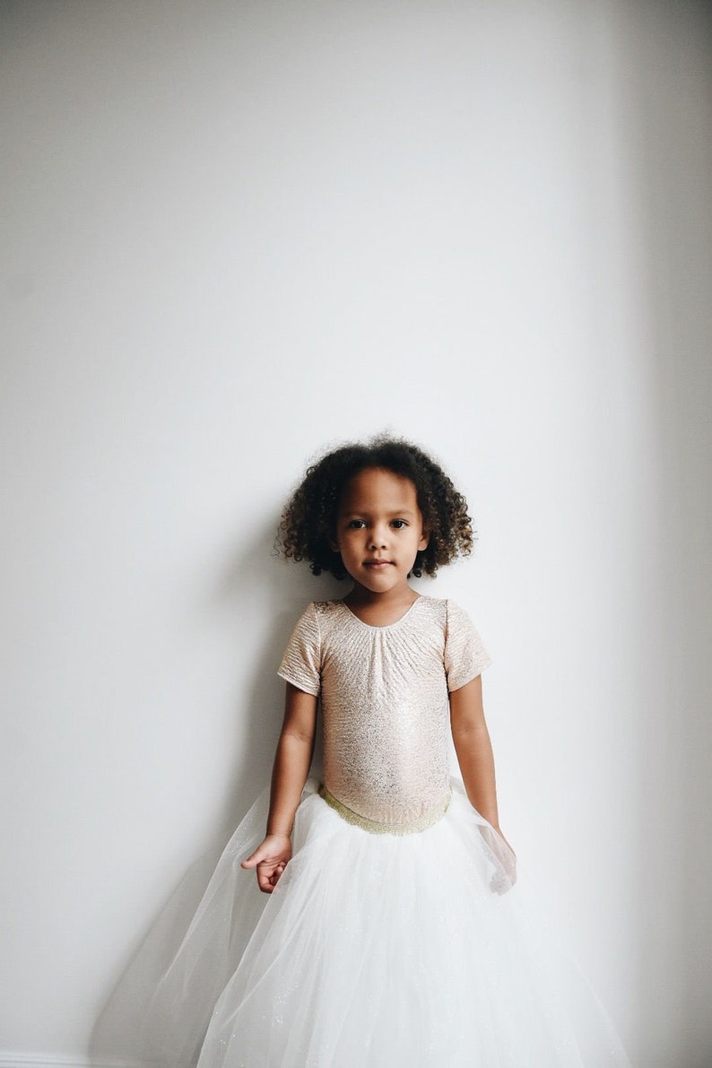 Handmade Long tulle sparkly tutu flower girl ballet skirt. image 1