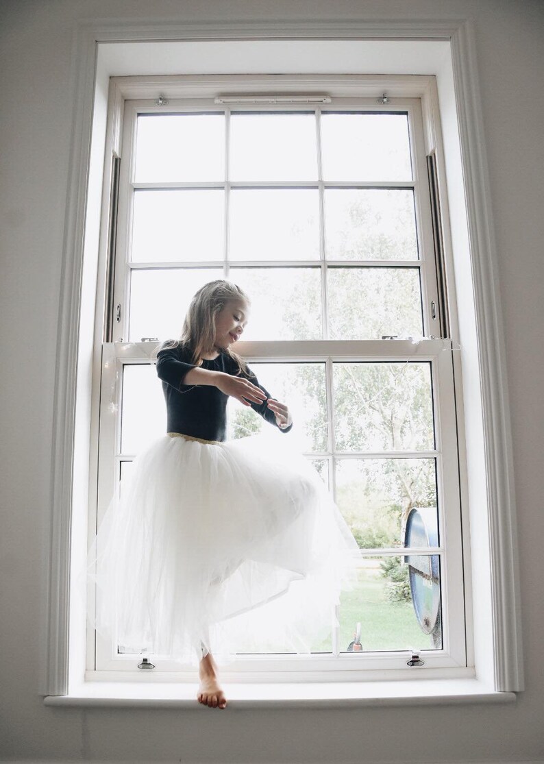 Handmade Long tulle tutu flower girl ballet skirt. image 6