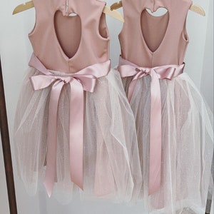 Handmade blush sparkly pink tulle flower girl dress image 5
