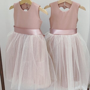 Handmade blush sparkly pink tulle flower girl dress image 8