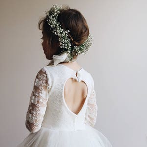 Handmade lace long sleeved flower girl dress boho chic image 6