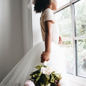 Handmade Long tulle sparkly tutu flower girl ballet skirt. image 4