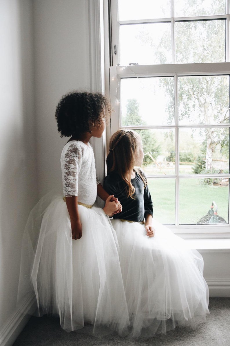 Handmade Long tulle tutu flower girl ballet skirt. image 4