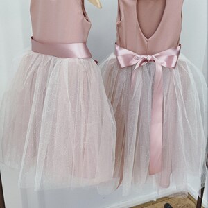 Handmade blush sparkly pink tulle flower girl dress image 6