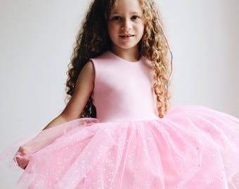 handmade pink sparkly tulle tutu party dress
