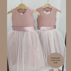 Handmade blush sparkly pink tulle flower girl dress image 9