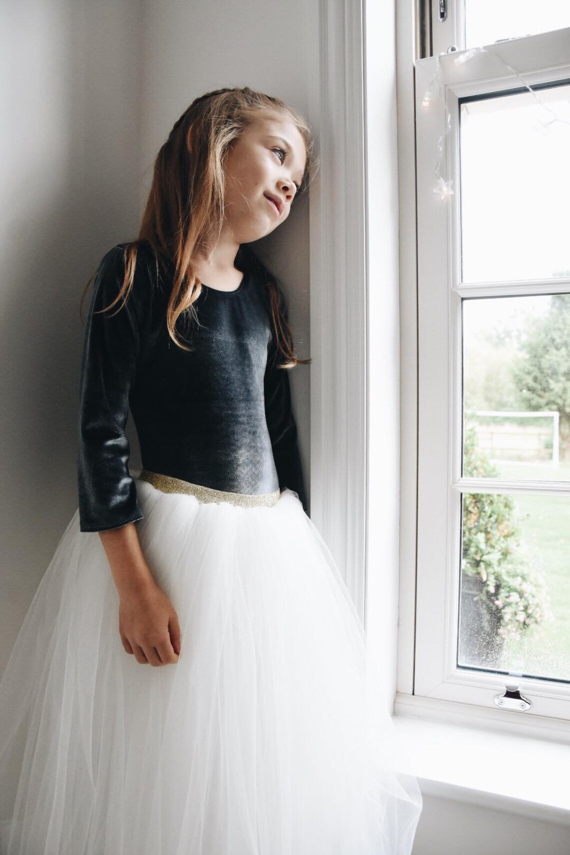 Beautiful Girls Pink Flower Dress Kids Crochet Tulle Long Dress Ball...