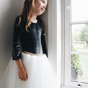 Handmade Long tulle tutu flower girl ballet skirt. image 2