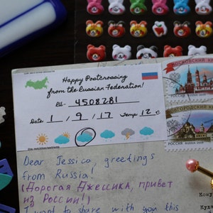 RUSSISCHE FÖDERATION Postcrossing Etiketten - Personalisiere Postkarten mit Postcrossing ID, Datum & Wetter!