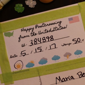 UNITED STATES Postcrossing Labels - Personalisieren Sie Postkarten mit Postcrossing ID, Datum und Wetter!