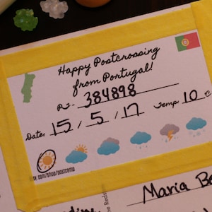 PORTUGAL Postcrossing Etiketten - Personalisiere Postkarten mit Postcrossing ID, Datum & Wetter!