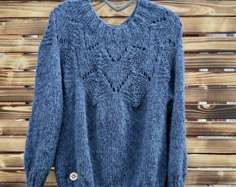 Alpaca wool sweater, tunic, ajour pattern, women, soft, scratch-free, handmade