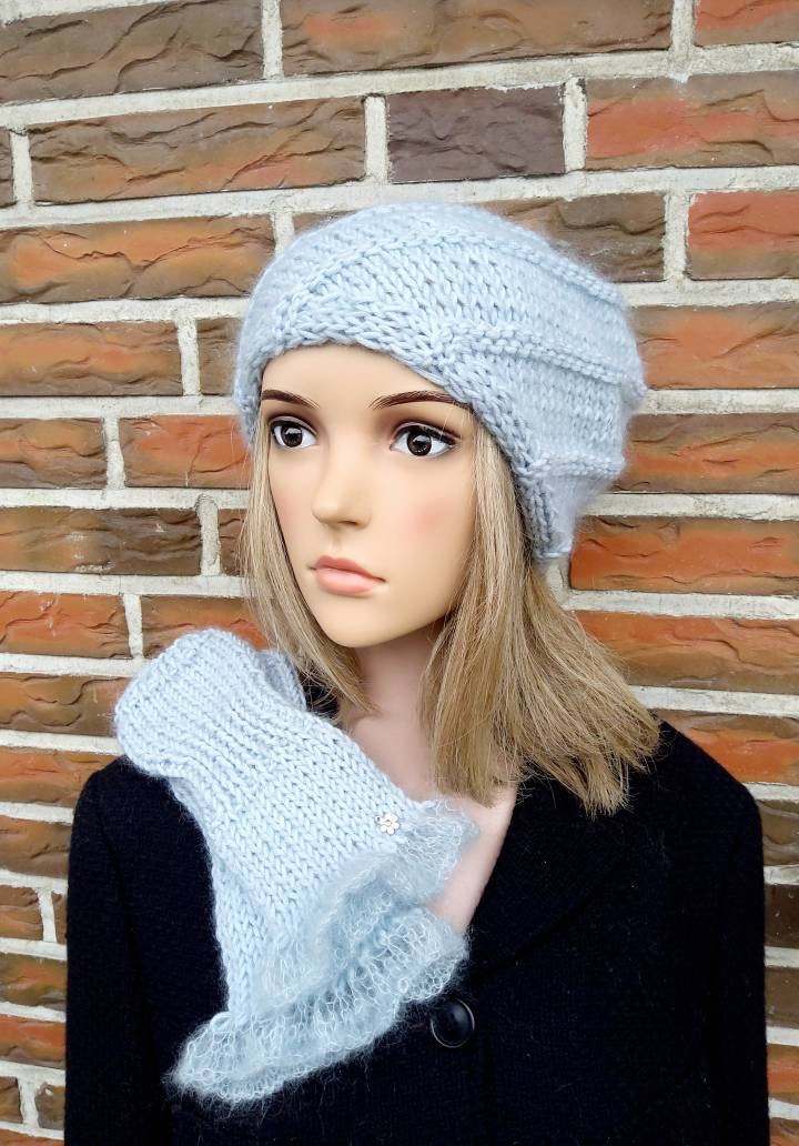 Set: Hand-warmer Hat, Wool Merino/mohair/silk, Women display picture 3