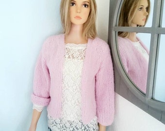 Alpaka/seide: Handgestrickt, Bolero Strickjacke Cardigan ,flauschig, leicht,Frühling Sommer Farbauswahl