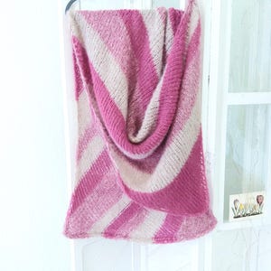 Alpaca/silk stole, scarf, large, light, ladies, striped knitted