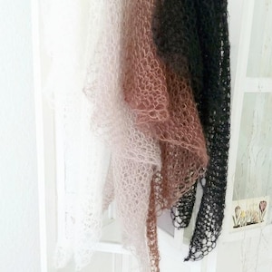 Mohair/Silk Stole,Triangle Scarf Ladies Hand-Knitted, Small, Spring/Summer